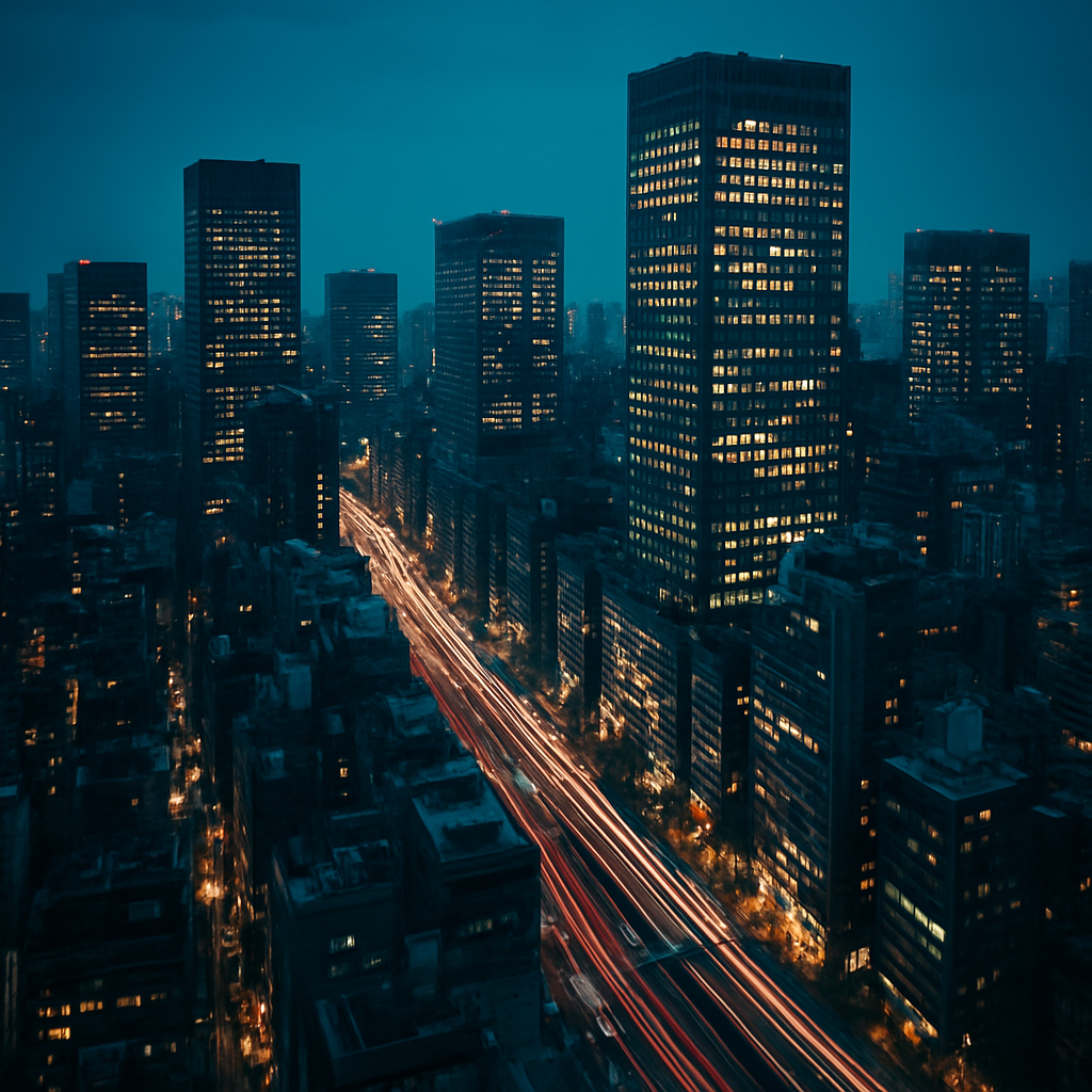 Cityscape at blue hour