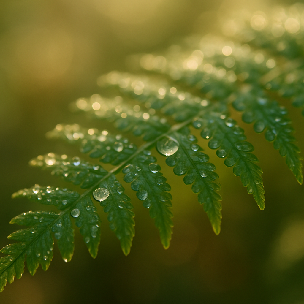 Dew on a fern leaf