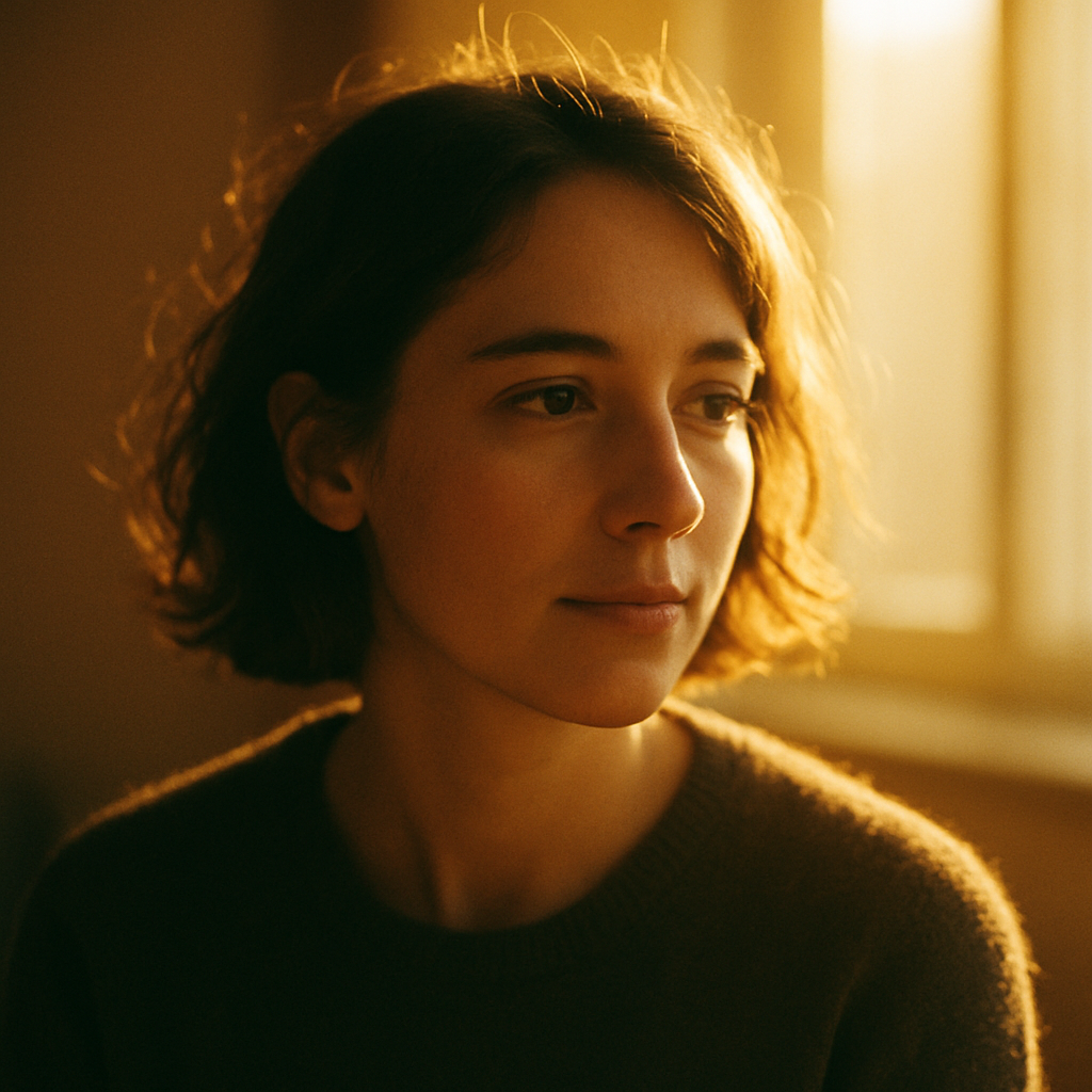 Backlit candid portrait